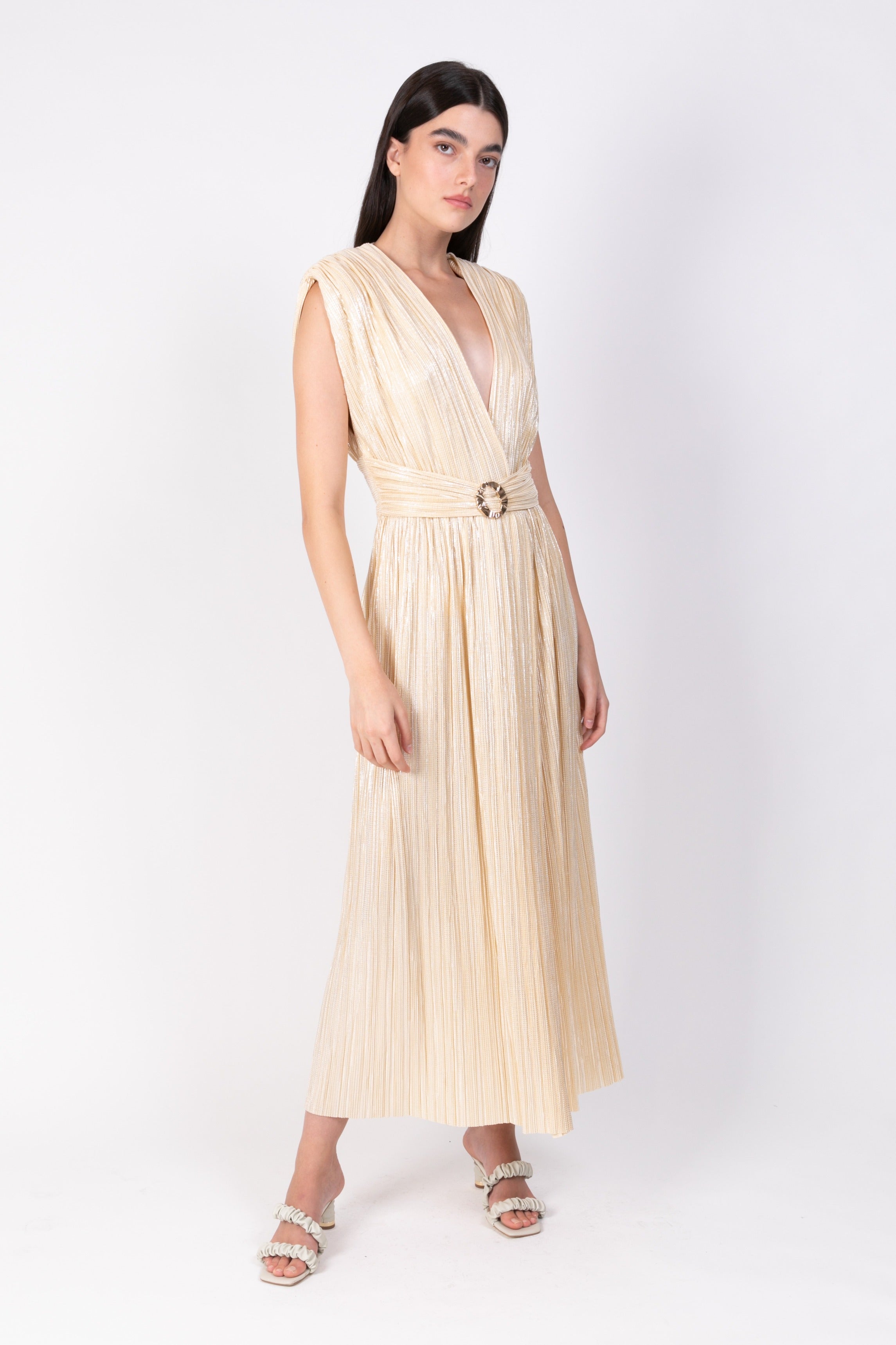 SABINA MUSAYEV - pleated_knit_w_foil_pale_yellow_ss_22