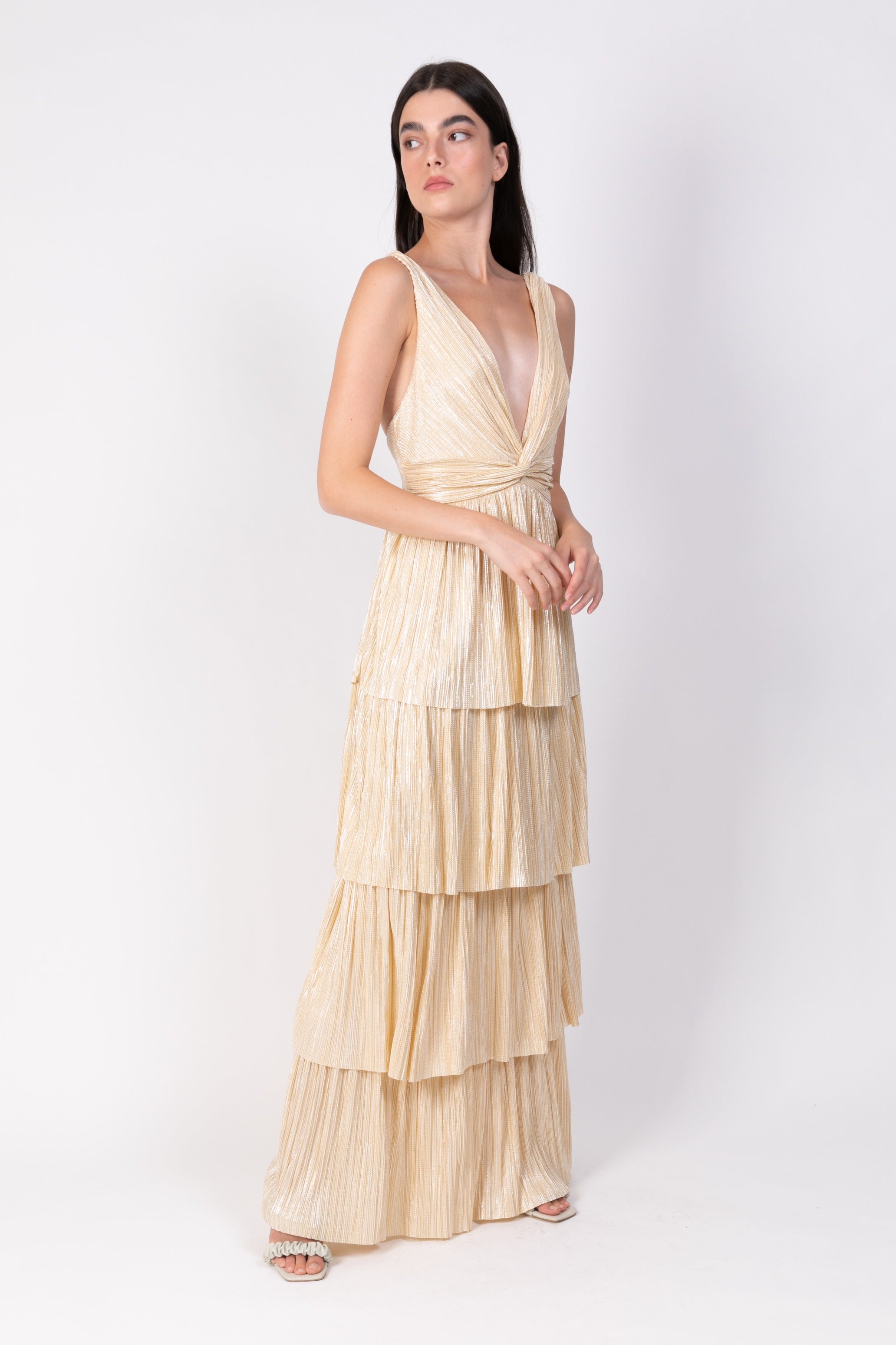 SABINA MUSAYEV - pleated_knit_w_foil_pale_yellow_ss_22