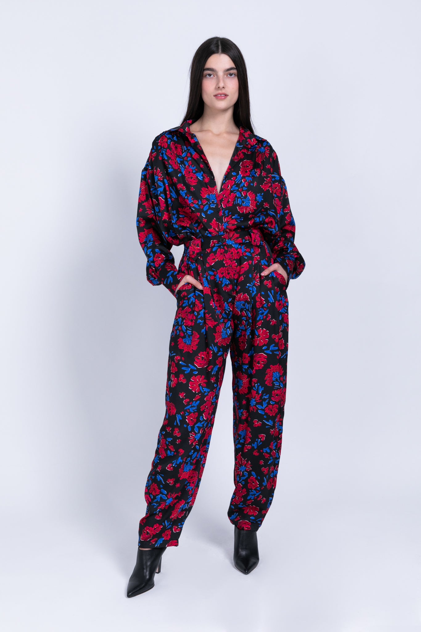 SABINA MUSAYEV - floral_print_on_satin_black