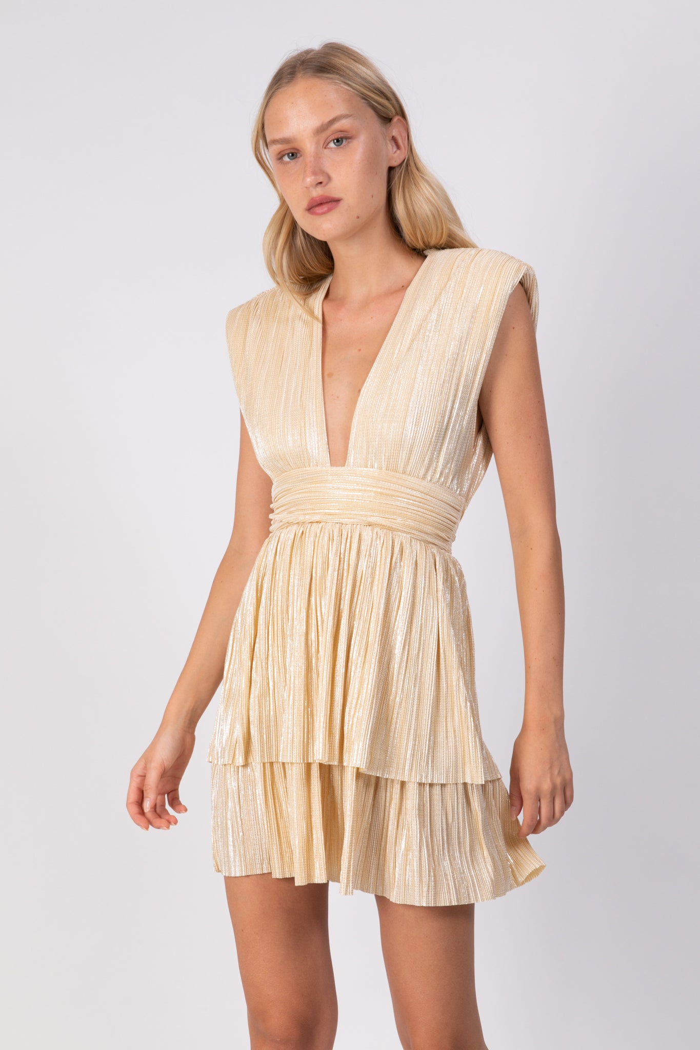 SABINA MUSAYEV - pleated_knit_w_foil_pale_yellow_ss_22