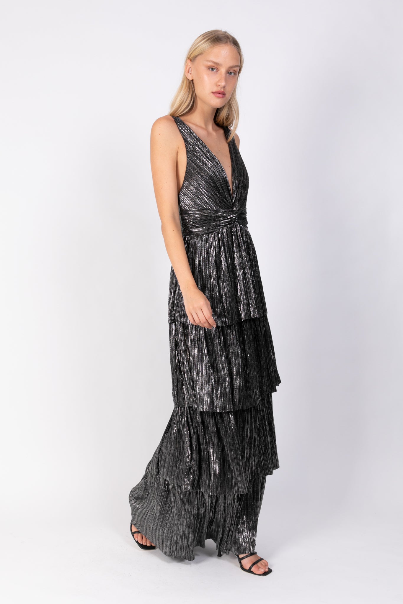 SABINA MUSAYEV - pleated_knit_w_foil_black_ss_22