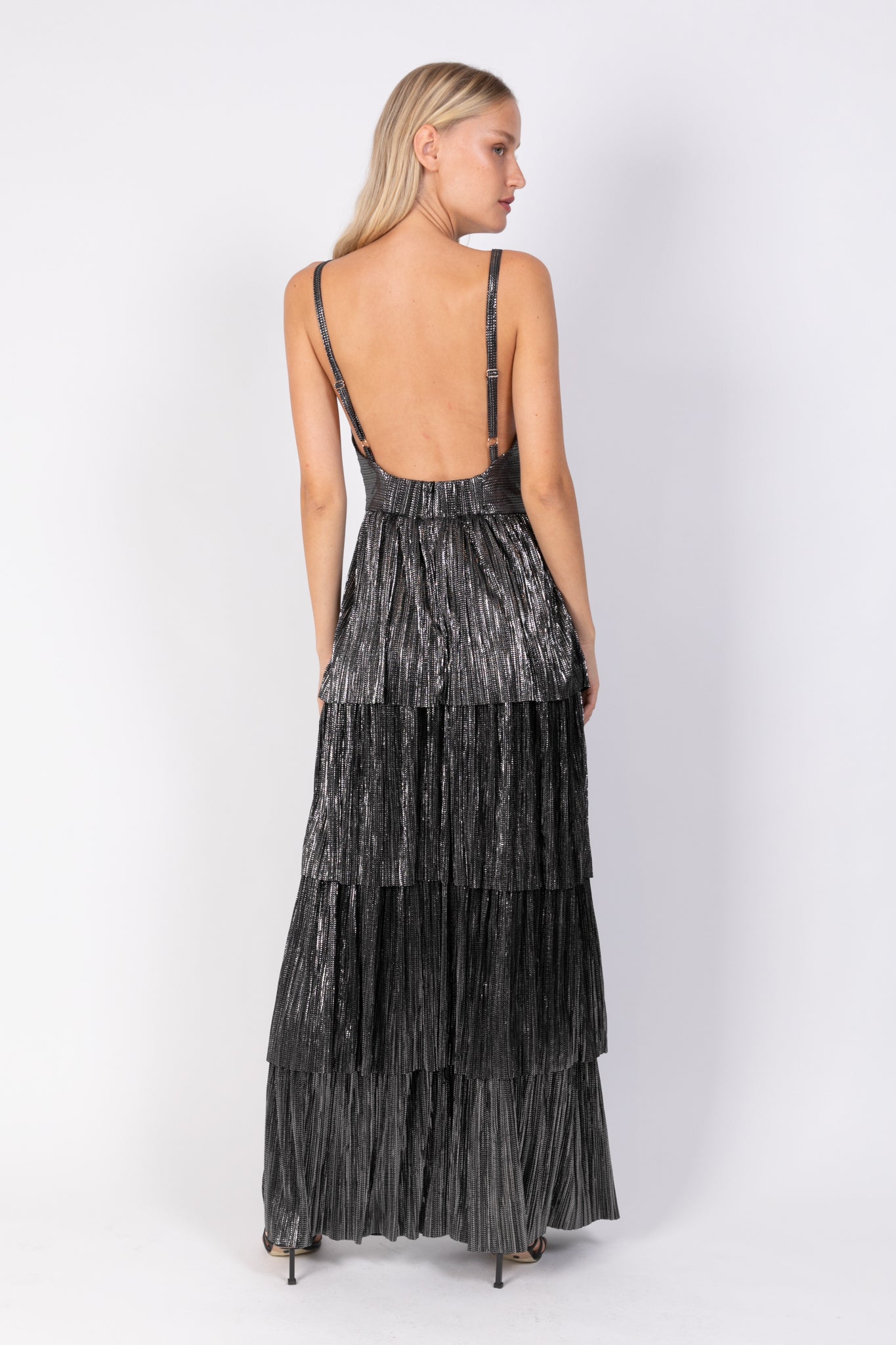 SABINA MUSAYEV - pleated_knit_w_foil_black_ss_22