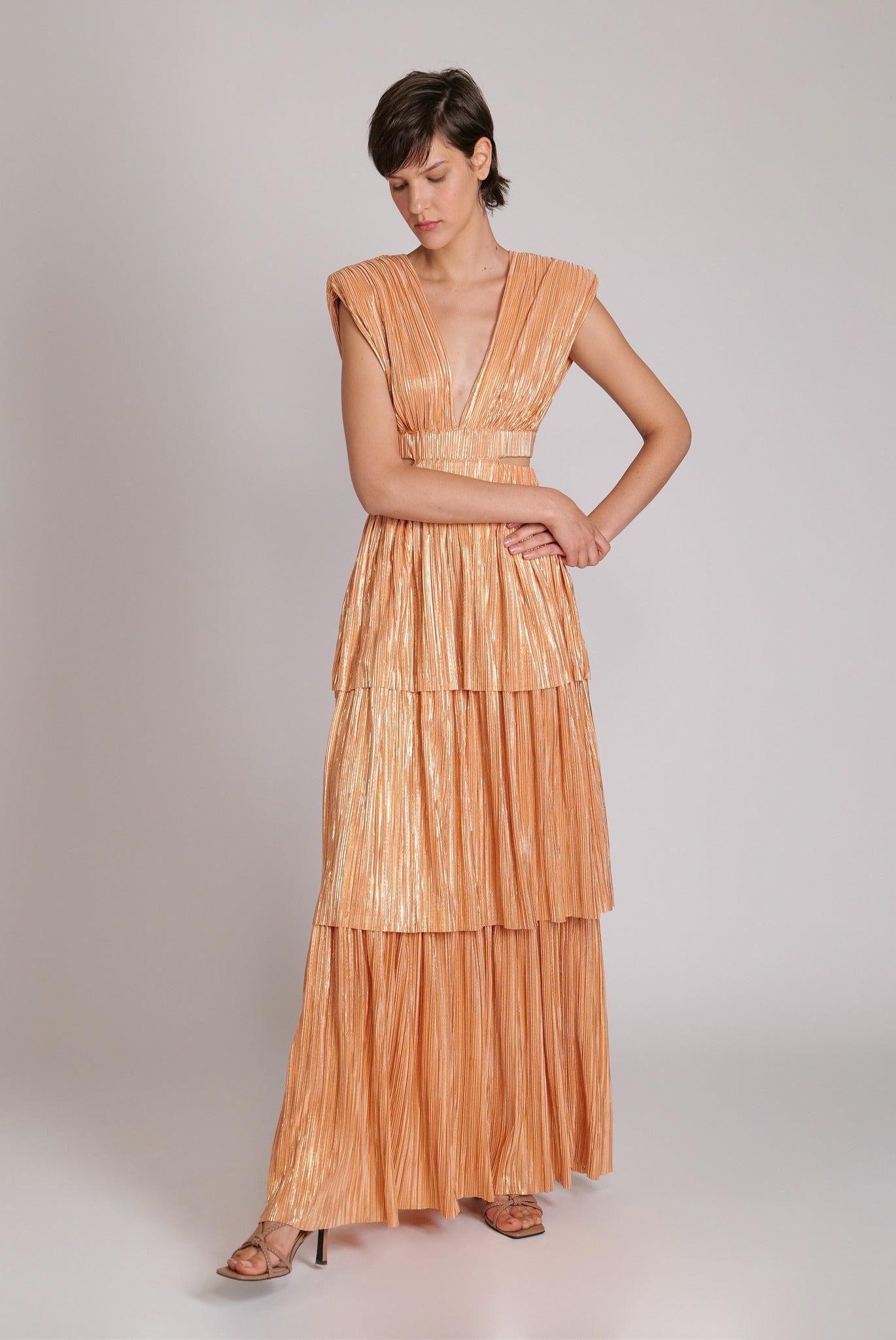 SABINA MUSAYEV - pleated_knit_w_foil_peach_23