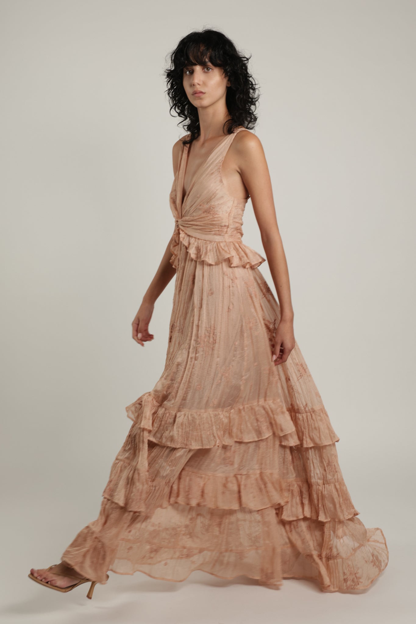 SABINA MUSAYEV - pleated_chiffon_w_emb_creame_latte_summer_24