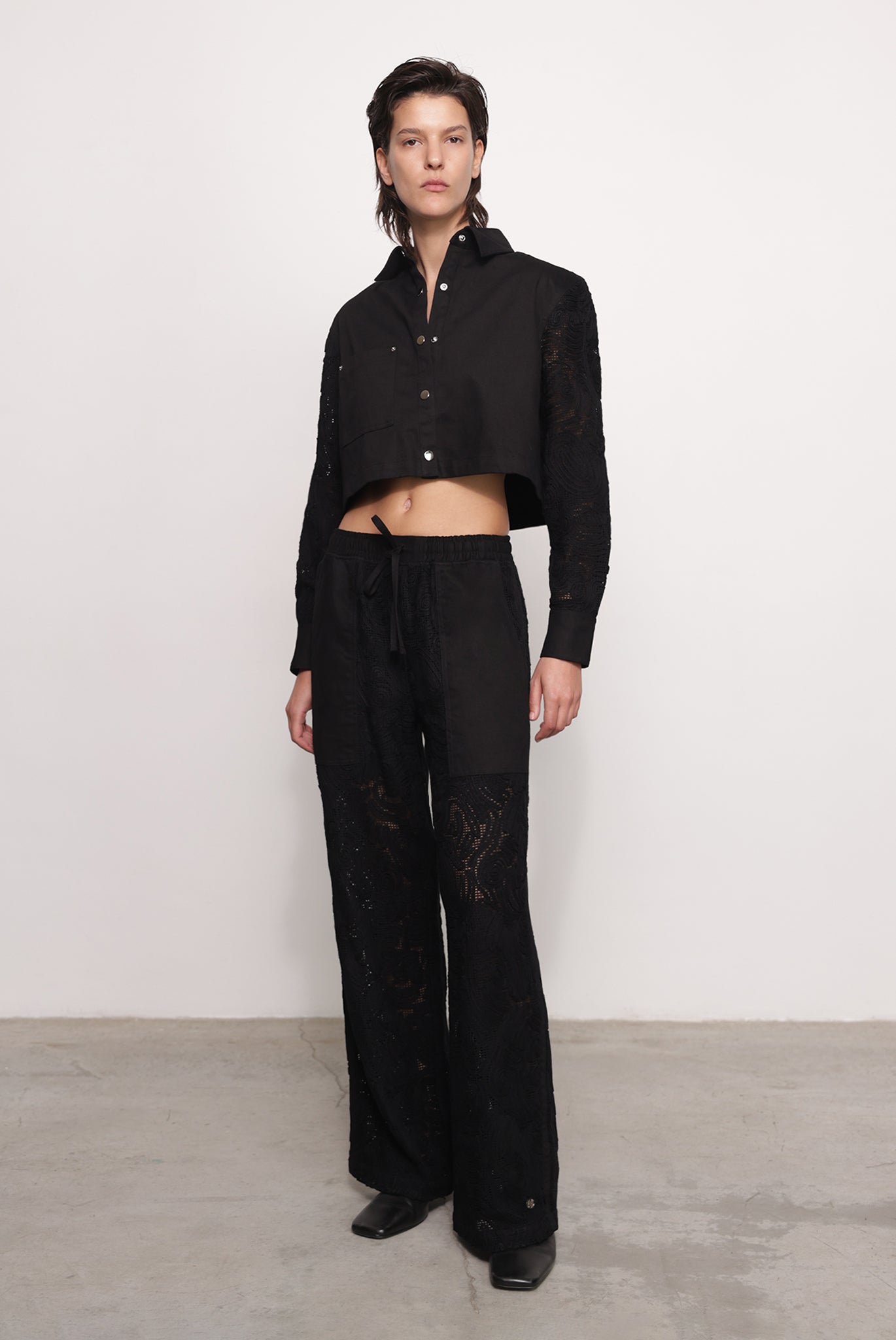 SABINA MUSAYEV - brushed_denim_w._ribbon_mesh_black_fw_25_26