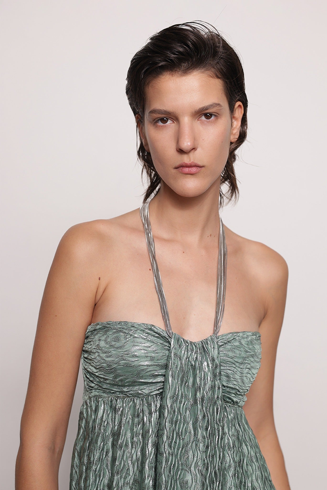 SABINA MUSAYEV - pleated_knit_w._foil_smoked_sage_fw_25_26