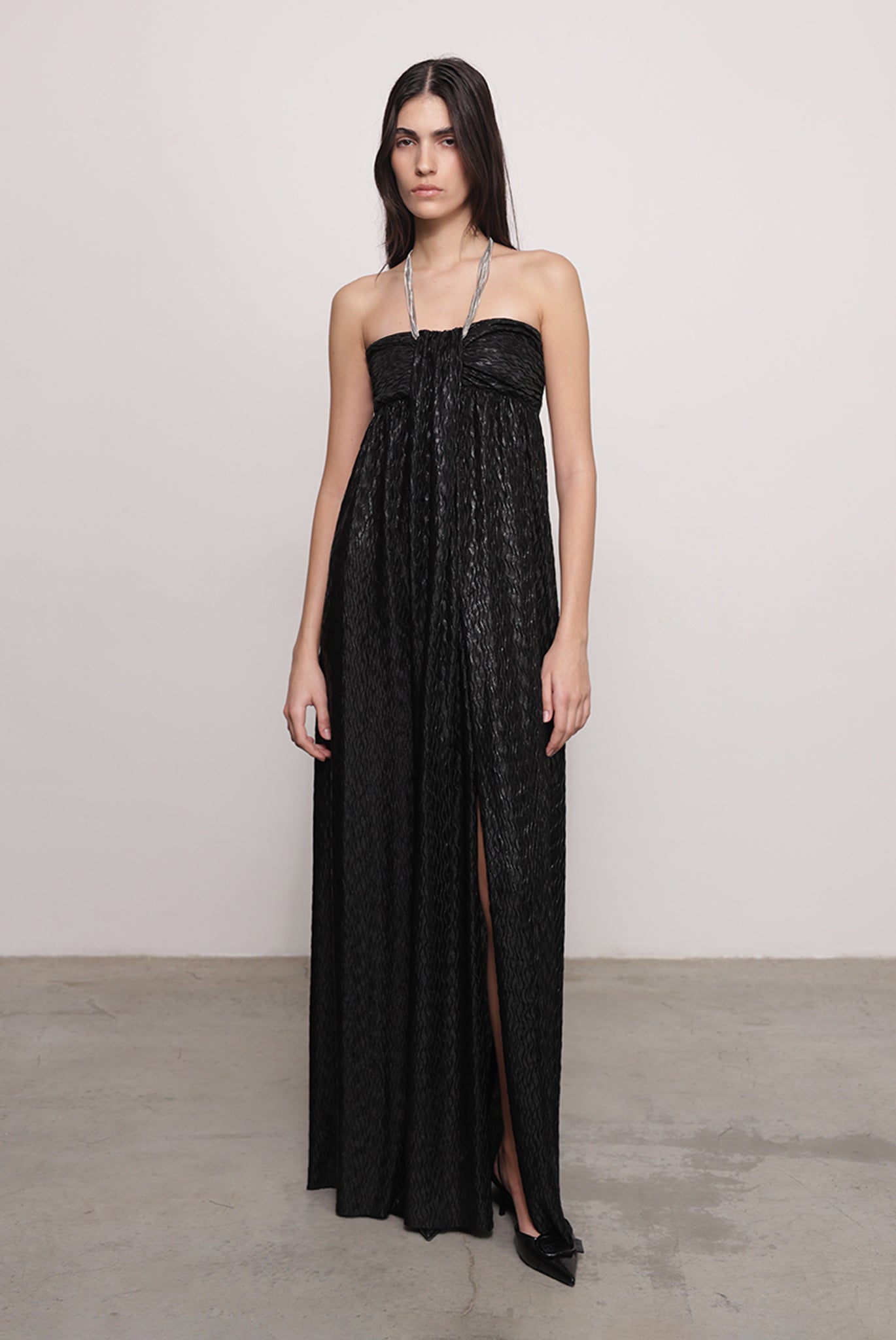 SABINA MUSAYEV - pleated_knit_w._foil_black_fw_25_26