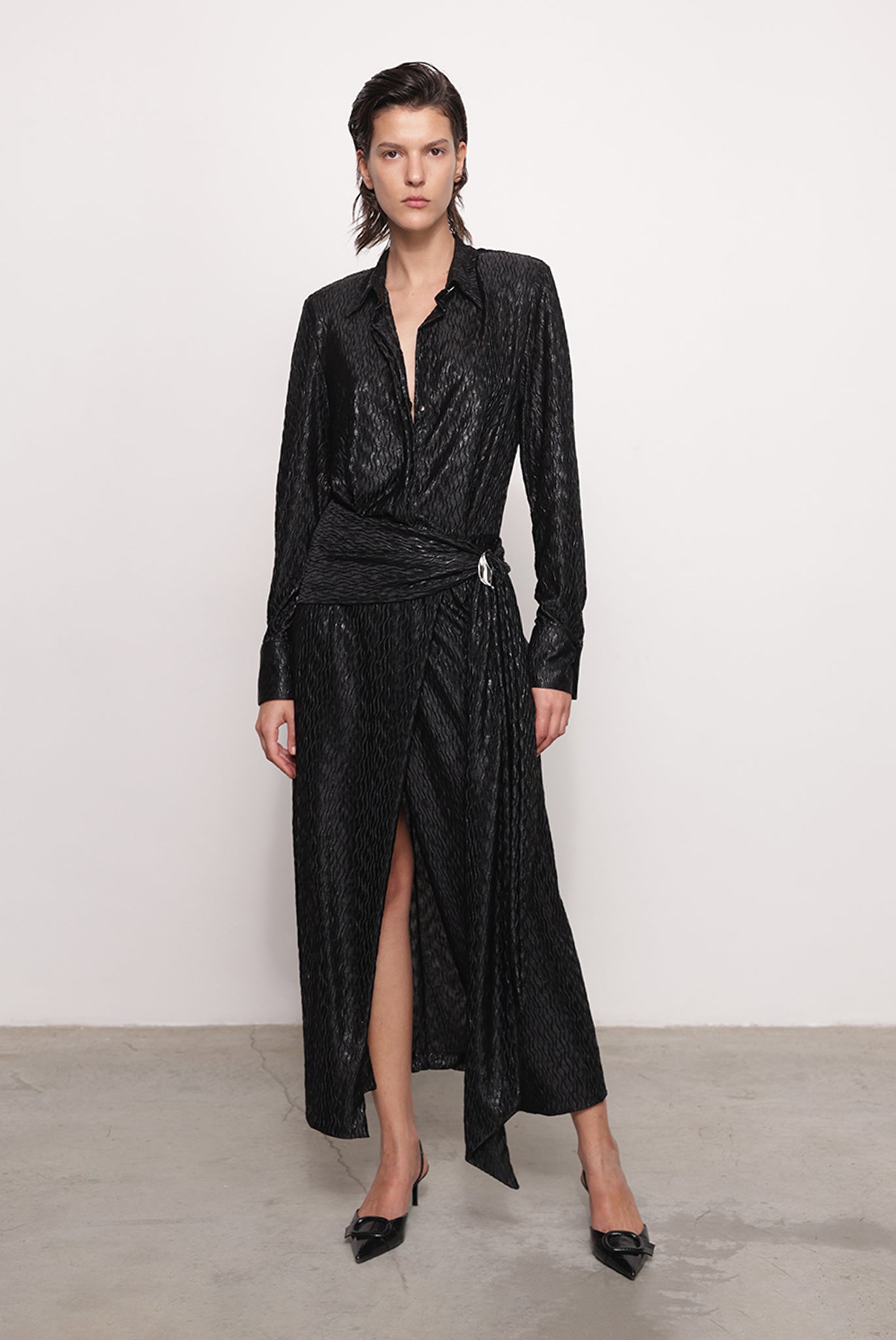 SABINA MUSAYEV - pleated_knit_w._foil_black_fw_25_26