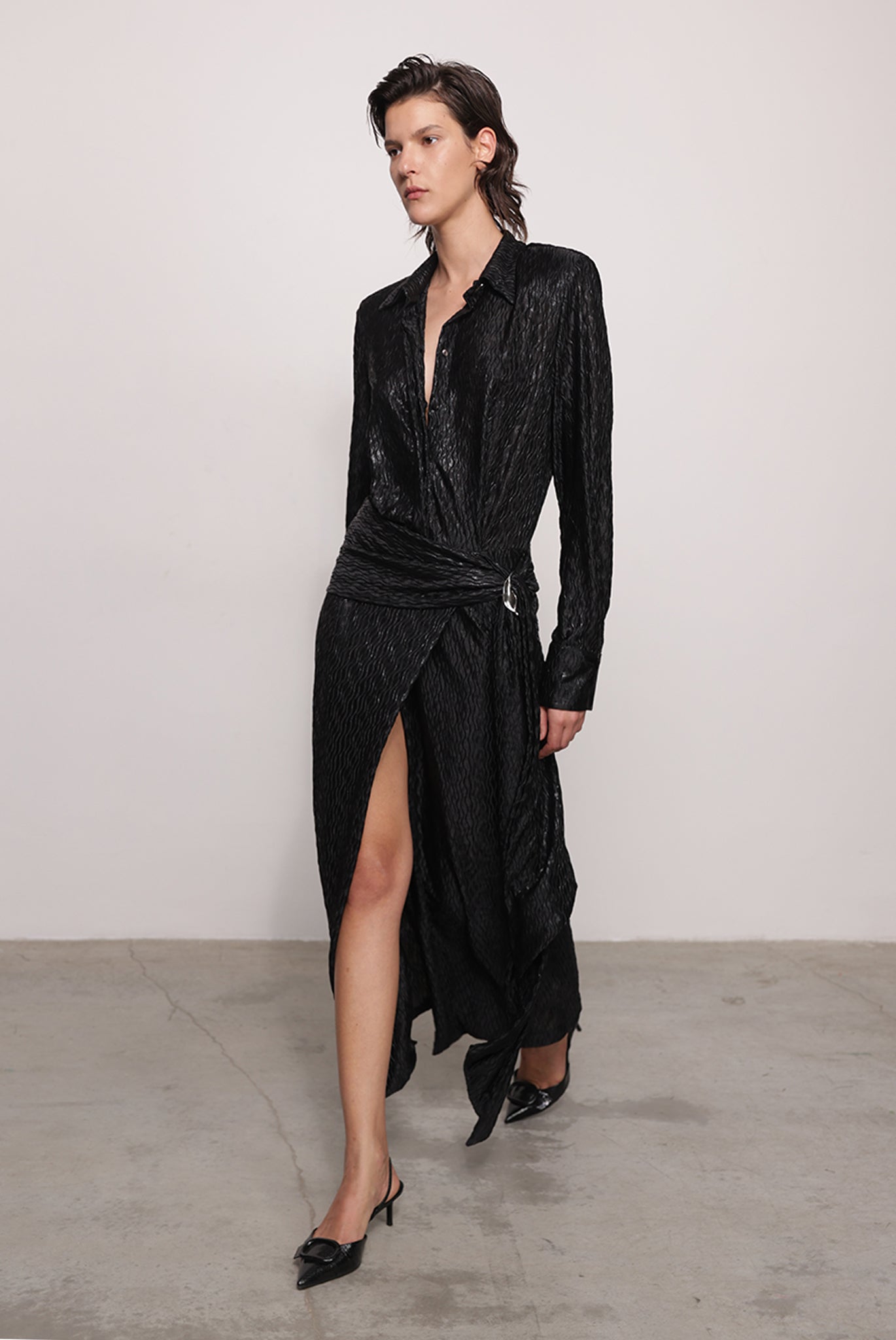 SABINA MUSAYEV - pleated_knit_w._foil_black_fw_25_26