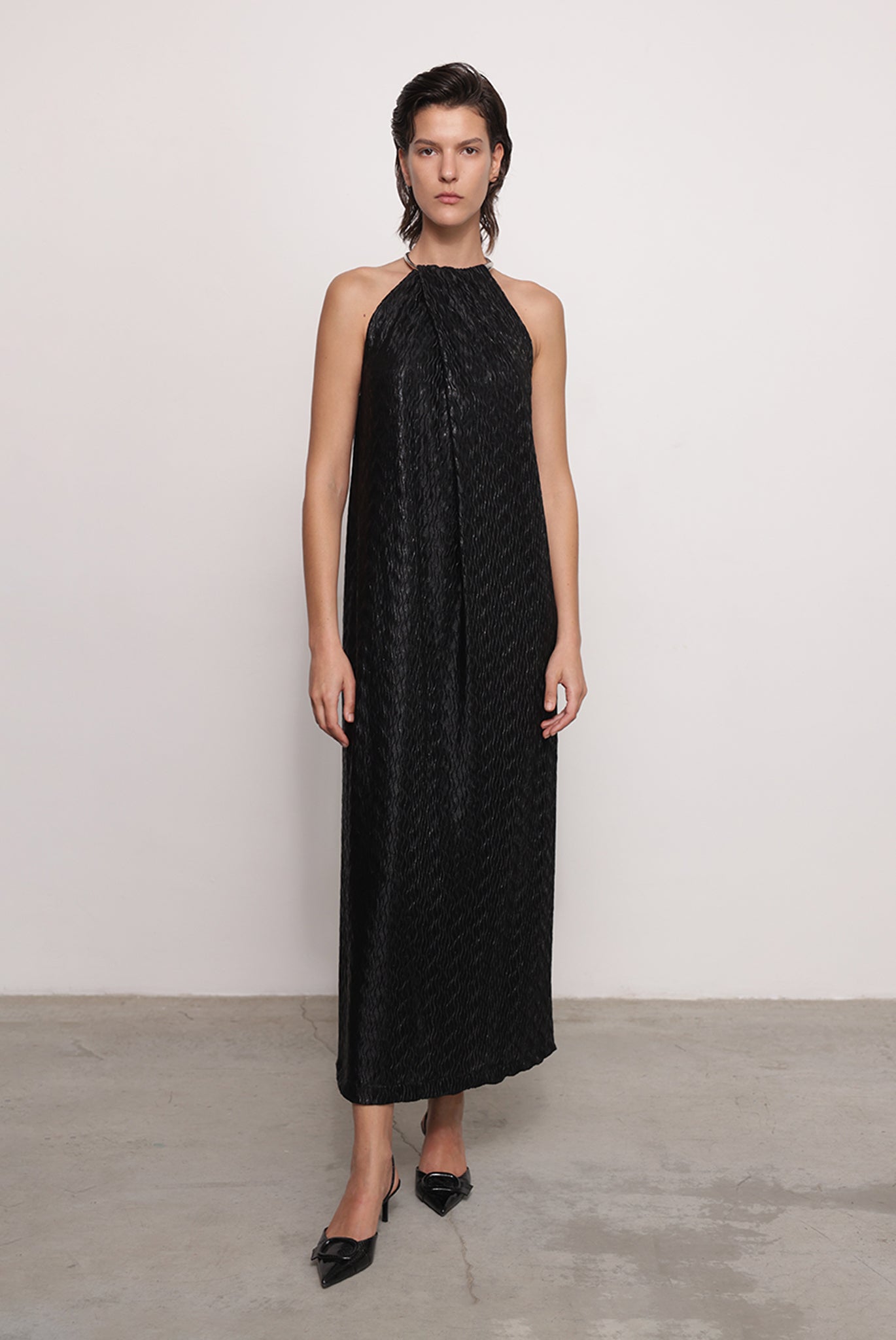 SABINA MUSAYEV - pleated_knit_w._foil_black_fw_25_26
