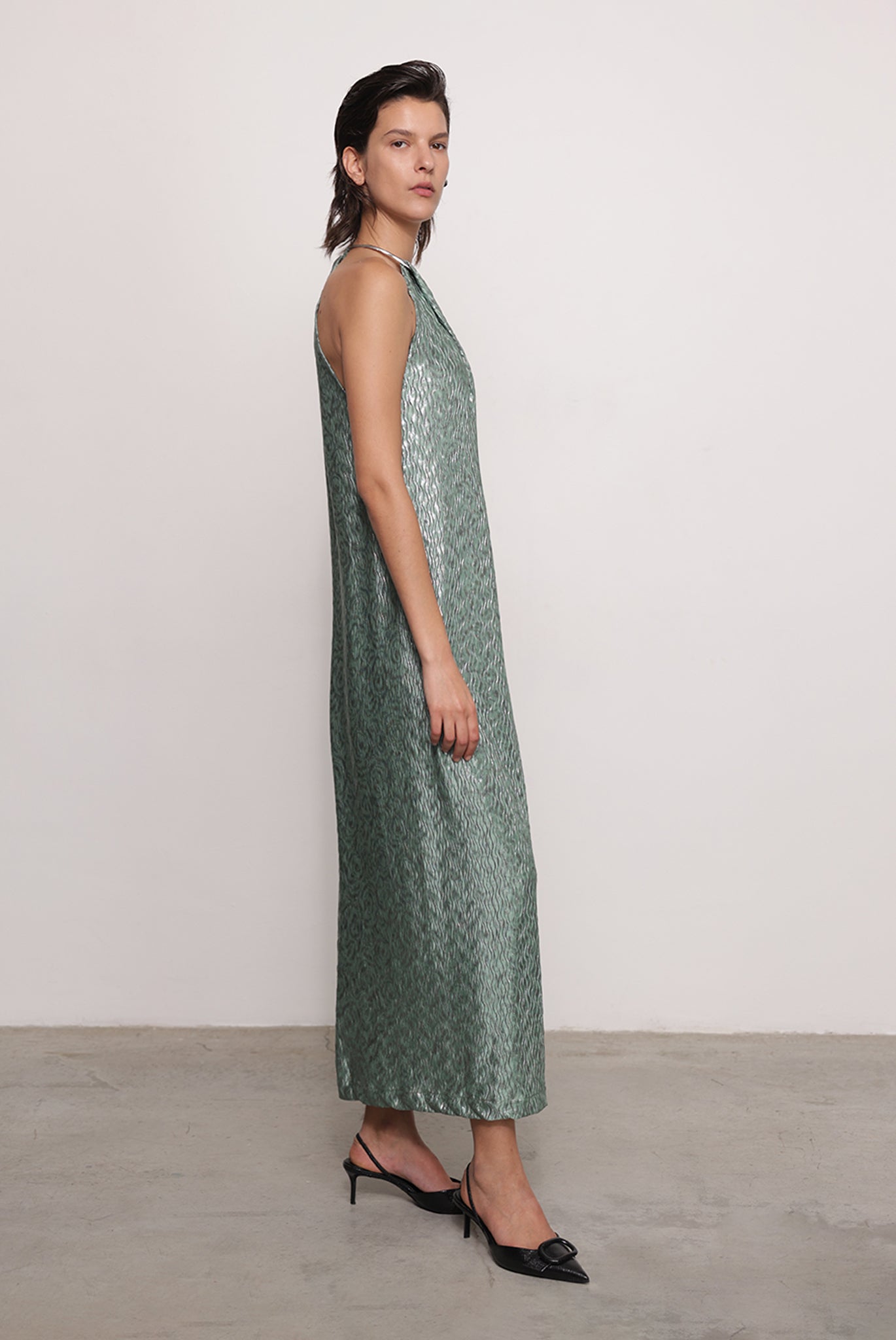 SABINA MUSAYEV - pleated_knit_w._foil_smoked_sage_fw_25_26