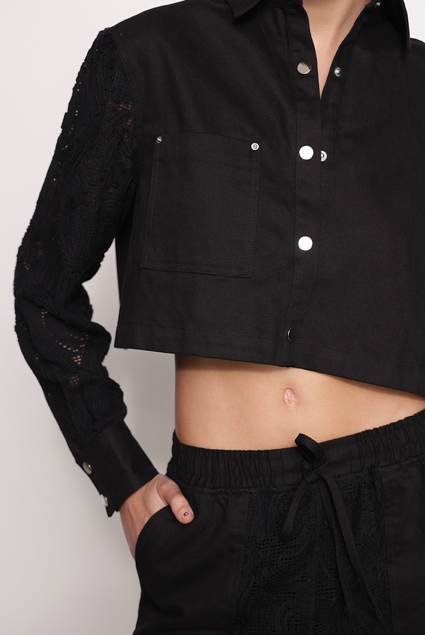 SABINA MUSAYEV - brushed_denim_w._ribbon_mesh_black_fw_25_26