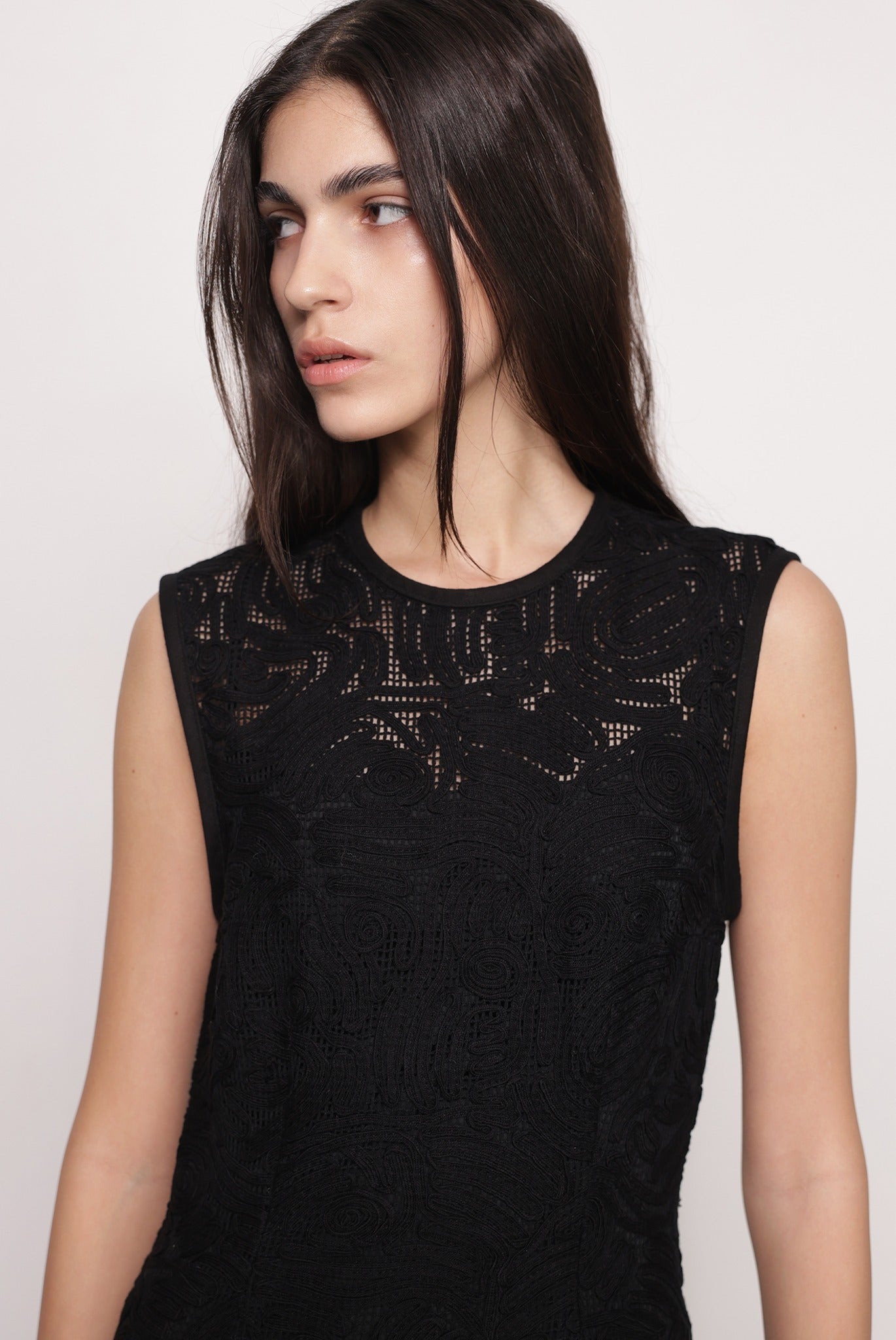 SABINA MUSAYEV - brushed_denim_w._ribbon_mesh_black_fw_25_26