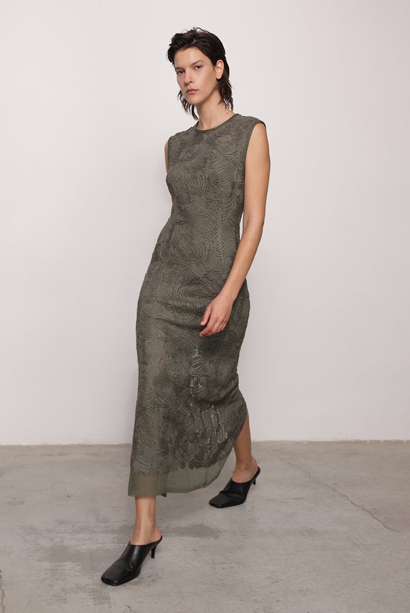 SABINA MUSAYEV - brushed_denim_w._ribbon_mesh_olive_green_fw_25_26