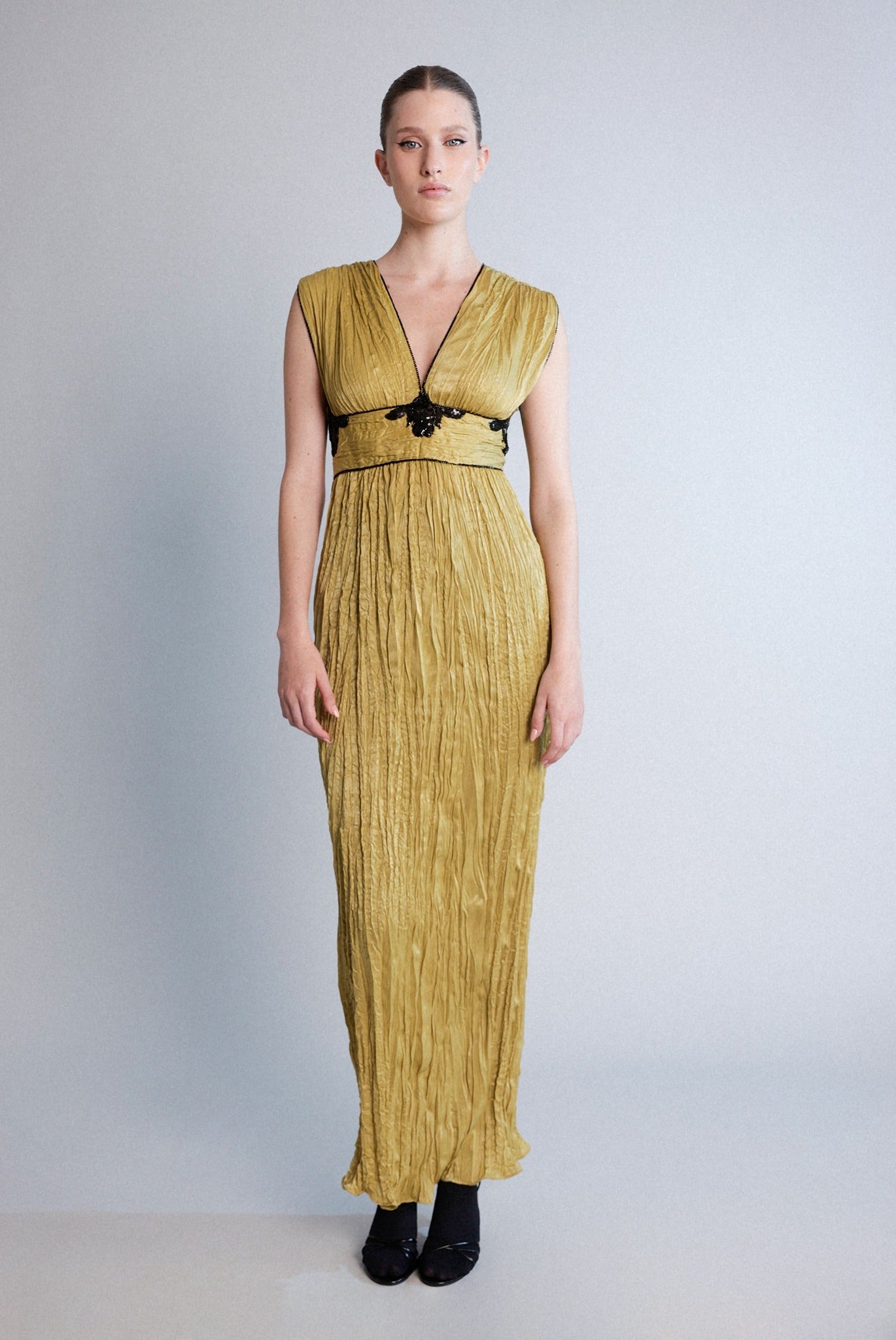 SABINA MUSAYEV - crinkled_satin_antique_gold_pre_spring_26