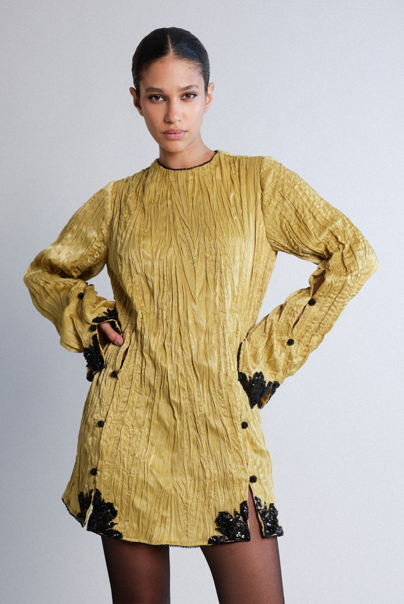 SABINA MUSAYEV - crinkled_satin_antique_gold_pre_spring_26