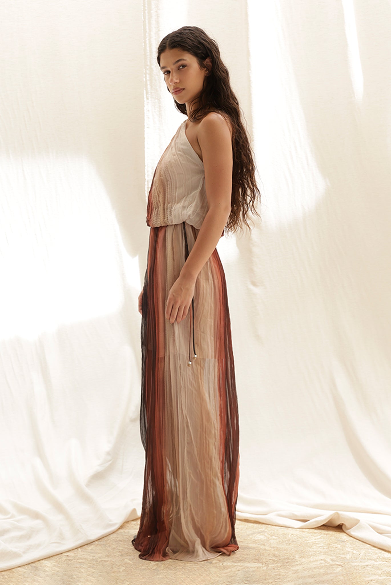 SABINA MUSAYEV - gradient_crinkled_chiffon_brown_print_pre_spring_26