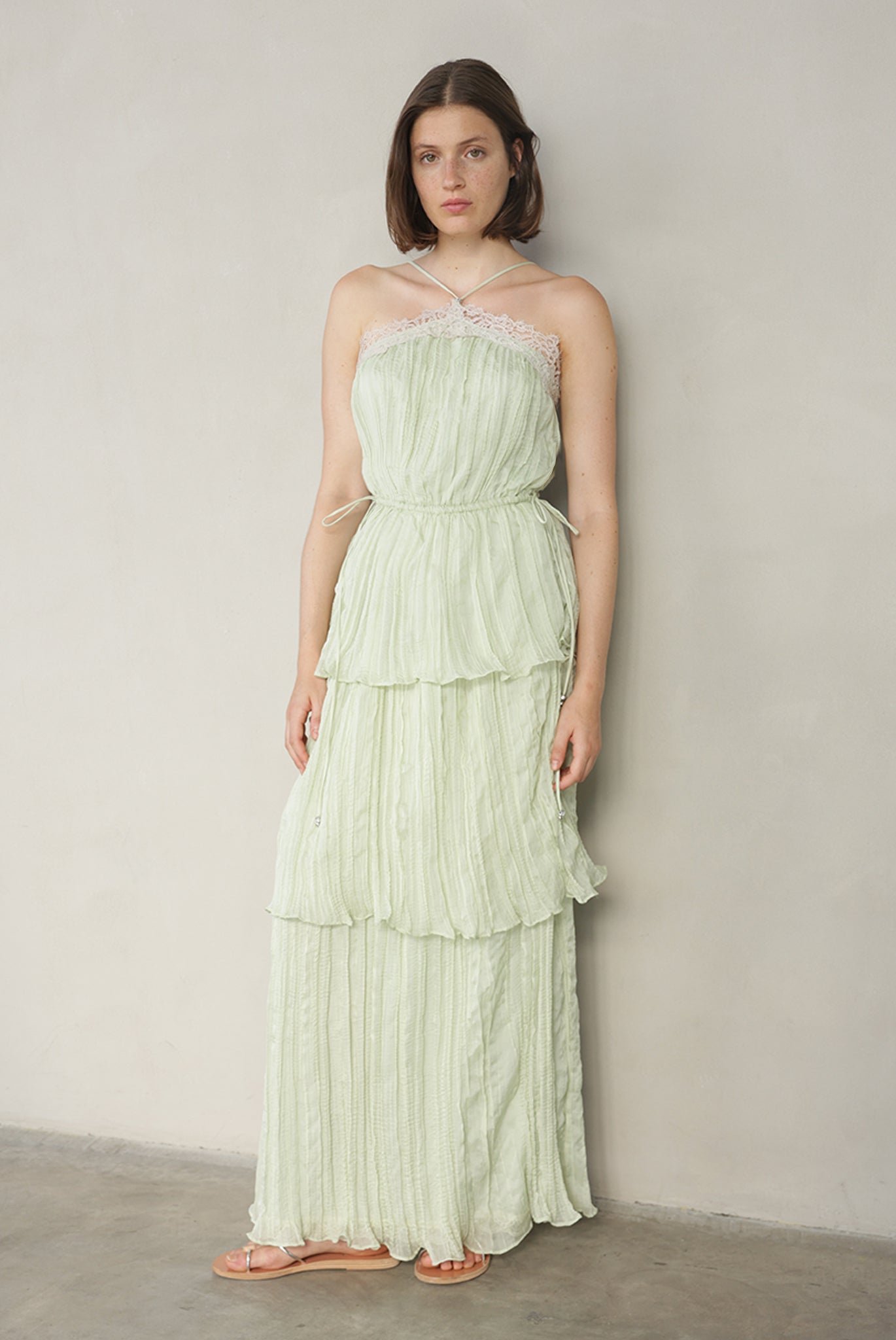 SABINA MUSAYEV - pleated_chiffon_aloe_vera_summer_26