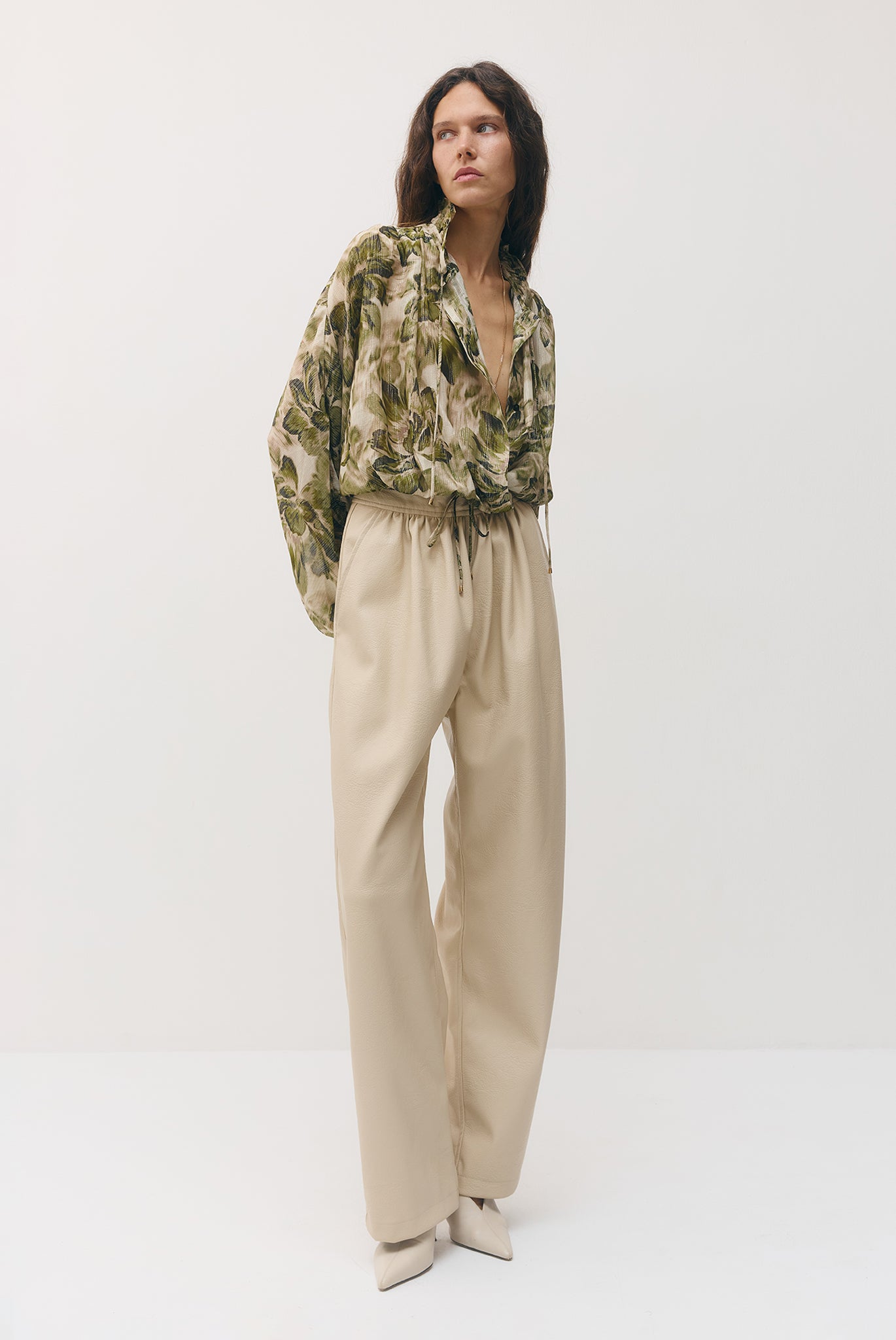 SABINA MUSAYEV - silk_blend_printed_chiffon_golden_olive_fw_26_27