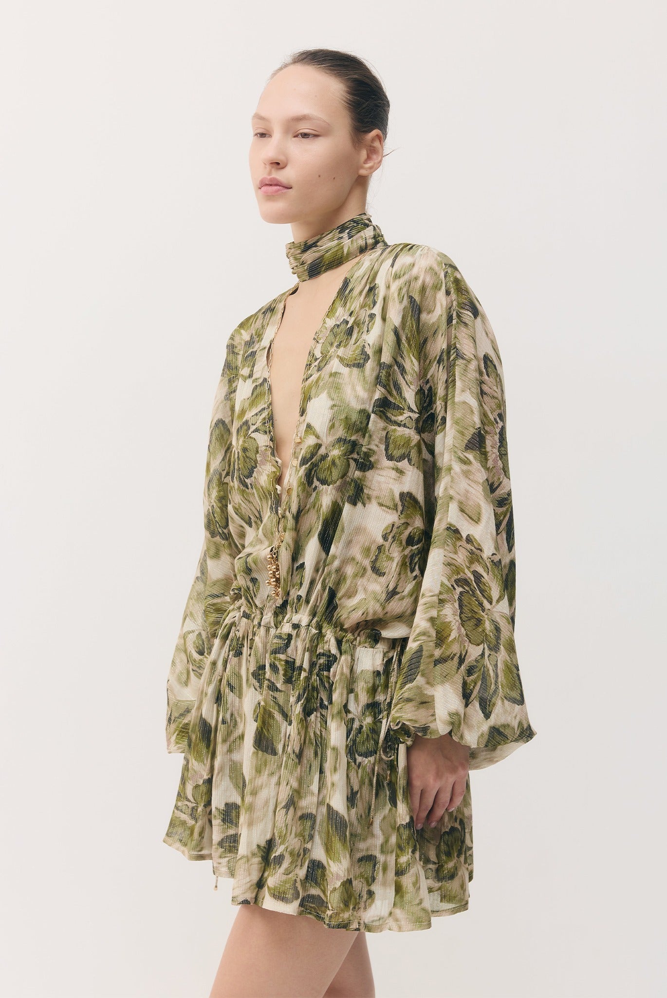 SABINA MUSAYEV - silk_blend_printed_chiffon_golden_olive_fw_26_27