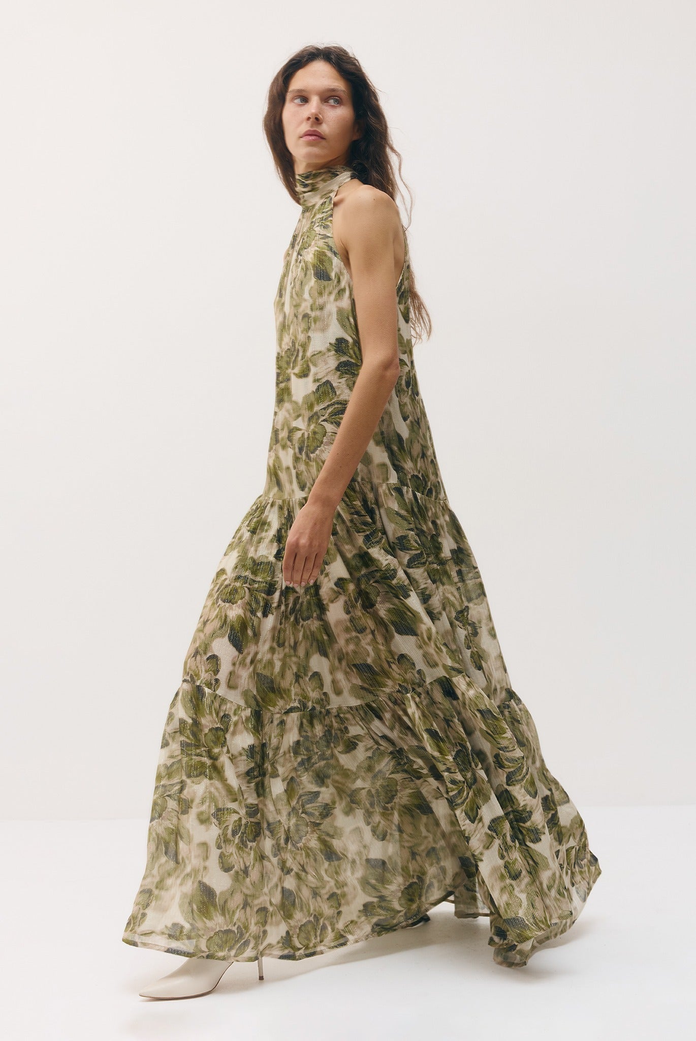 SABINA MUSAYEV - silk_blend_printed_chiffon_golden_olive_fw_26_27