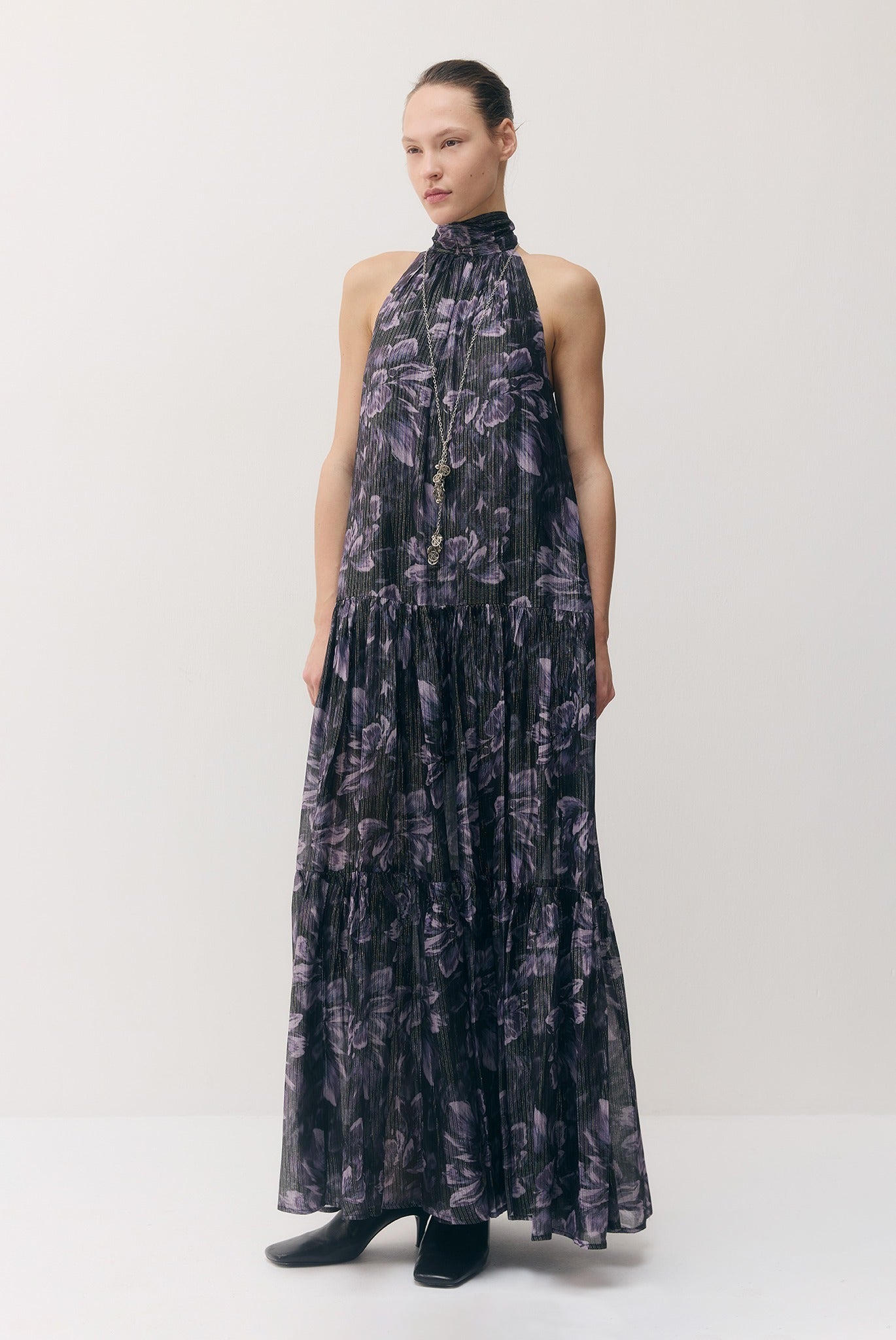 SABINA MUSAYEV - silk_blend_printed_chiffon_smokey_purple_fw_26_27