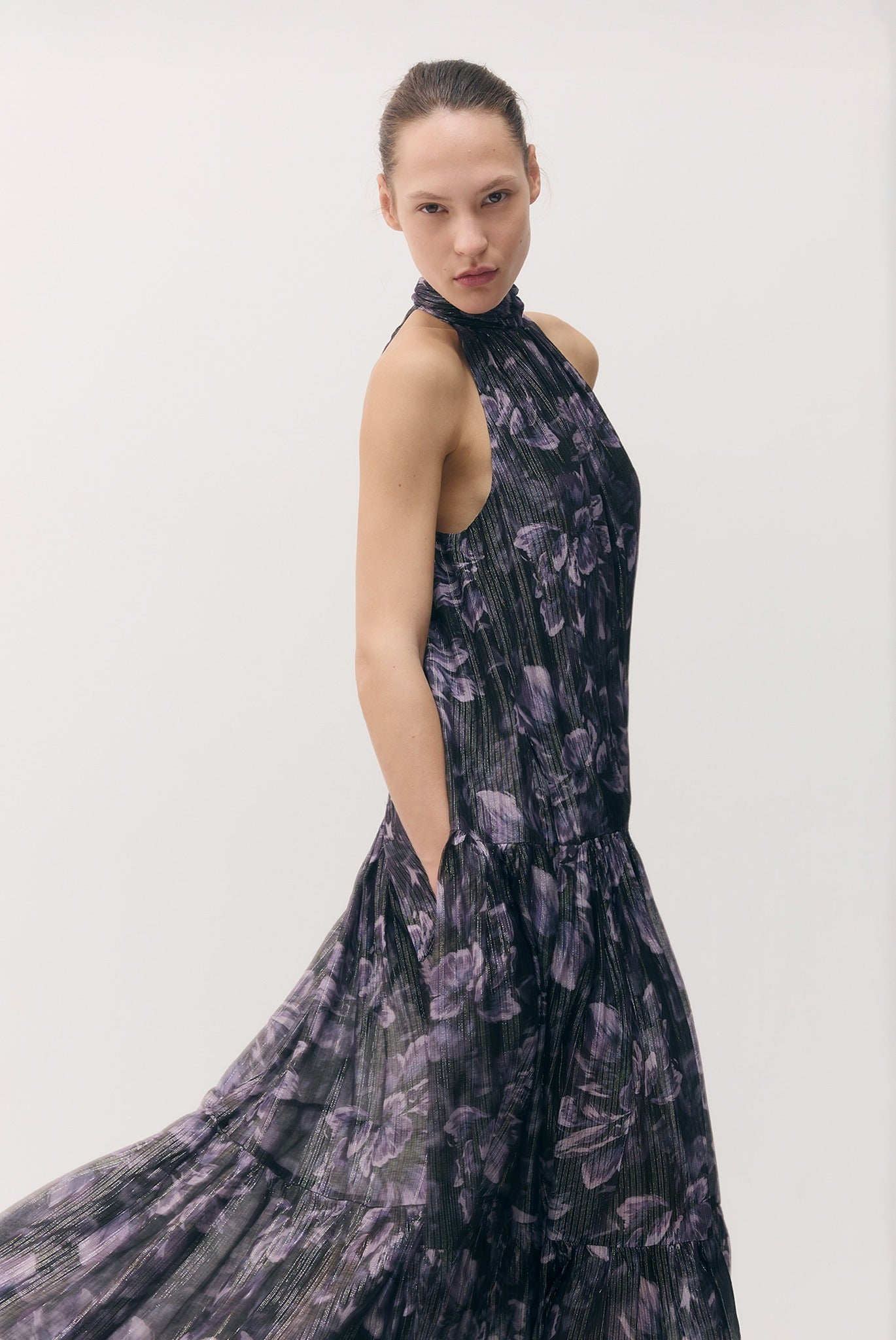 SABINA MUSAYEV - silk_blend_printed_chiffon_smokey_purple_fw_26_27