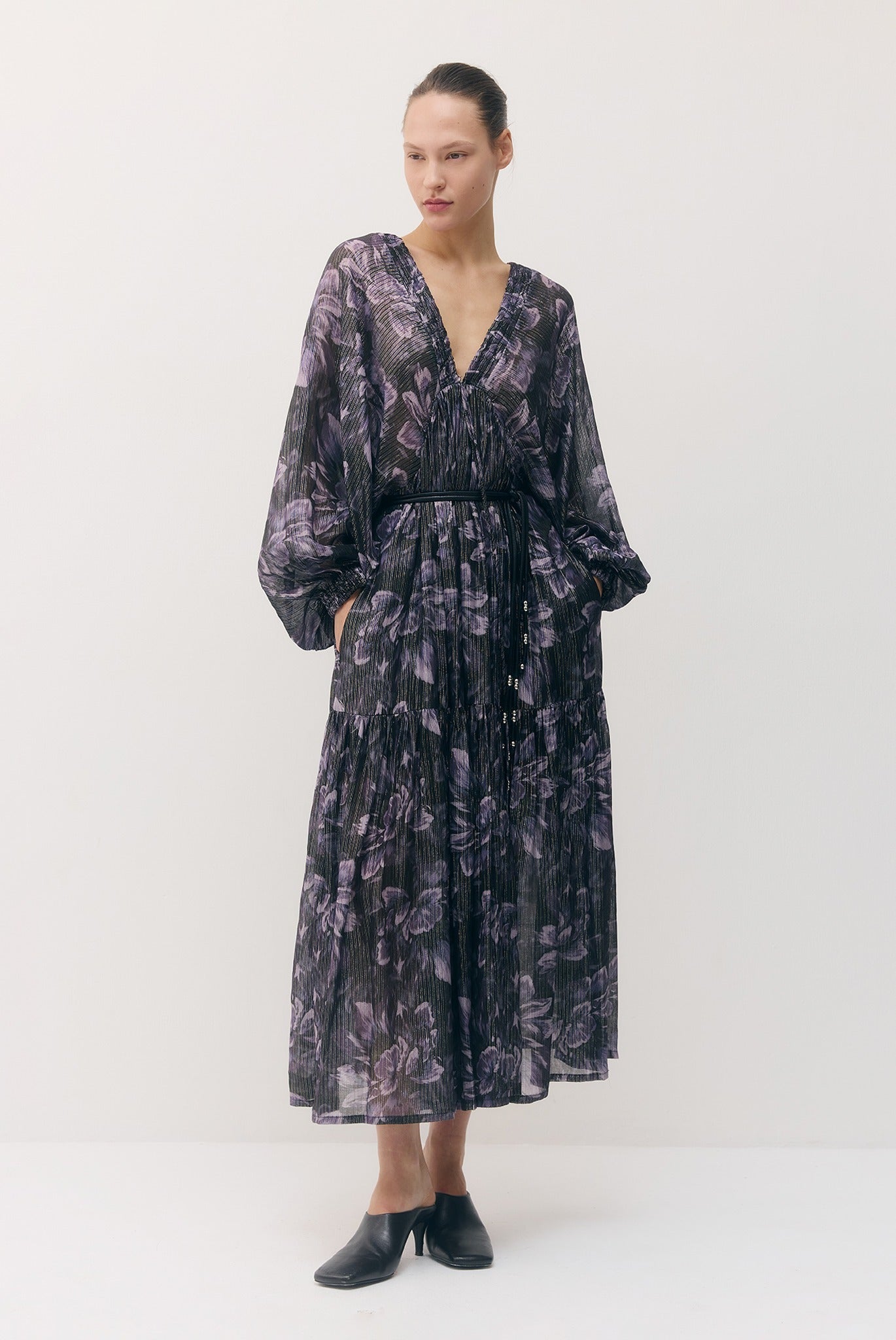 SABINA MUSAYEV - silk_blend_printed_chiffon_smokey_purple_fw_26_27