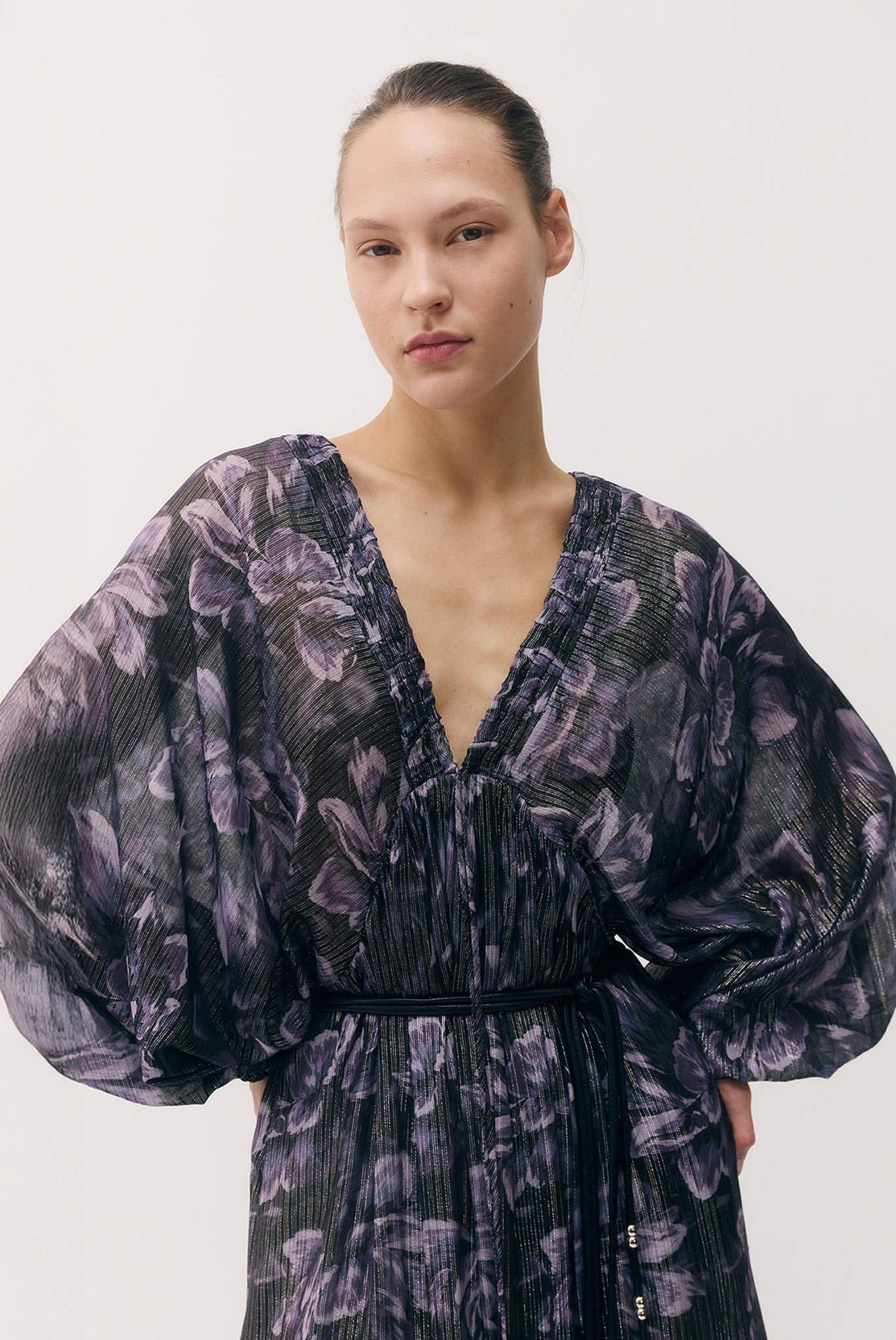 SABINA MUSAYEV - silk_blend_printed_chiffon_smokey_purple_fw_26_27