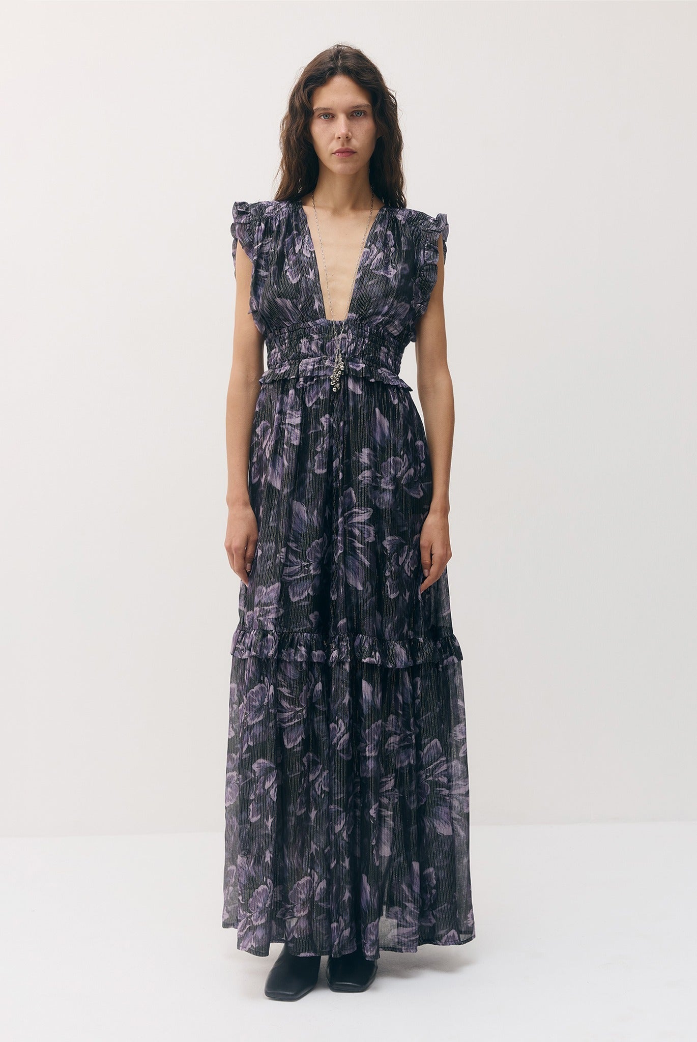 SABINA MUSAYEV - silk_blend_printed_chiffon_smokey_purple_fw_26_27