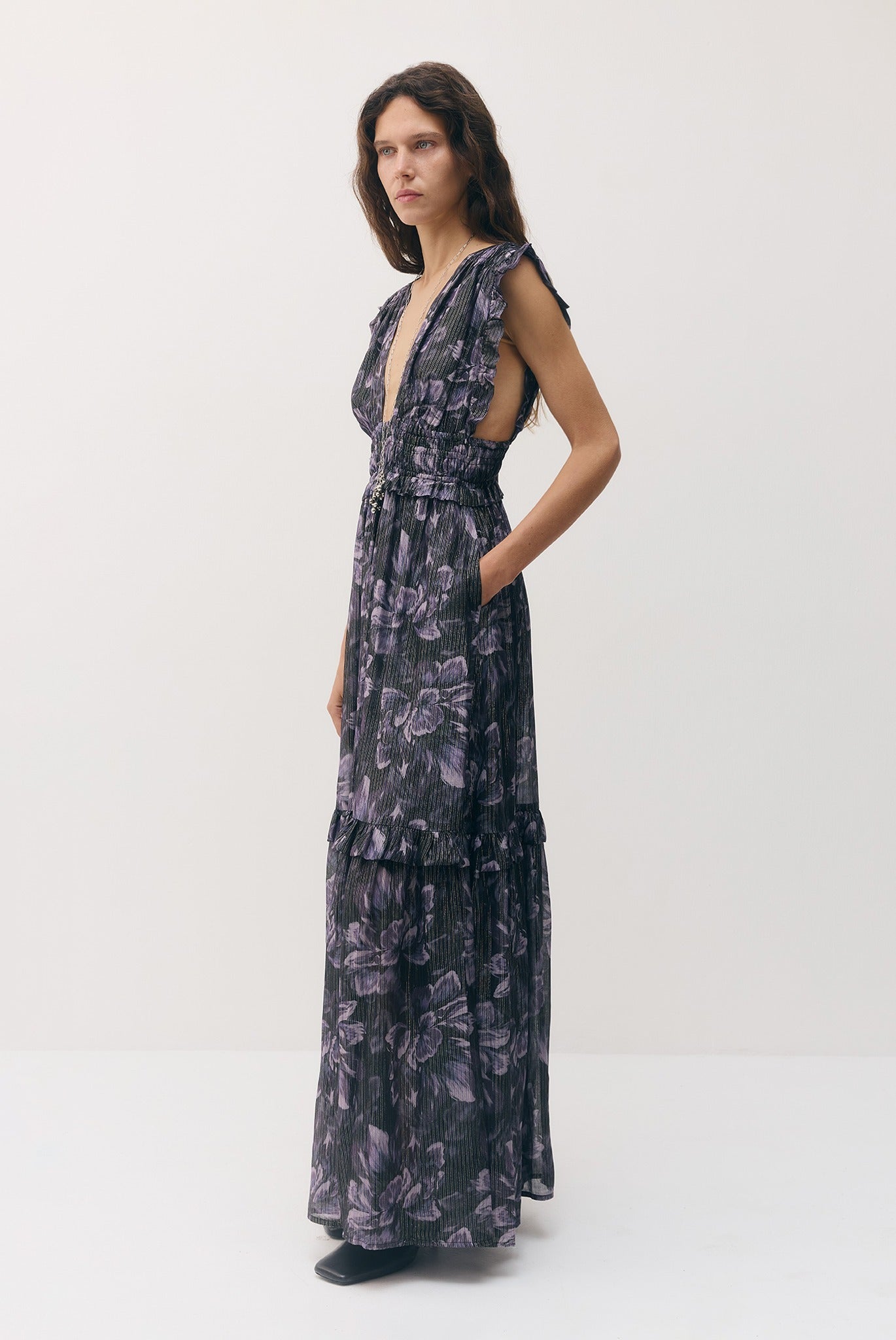 SABINA MUSAYEV - silk_blend_printed_chiffon_smokey_purple_fw_26_27