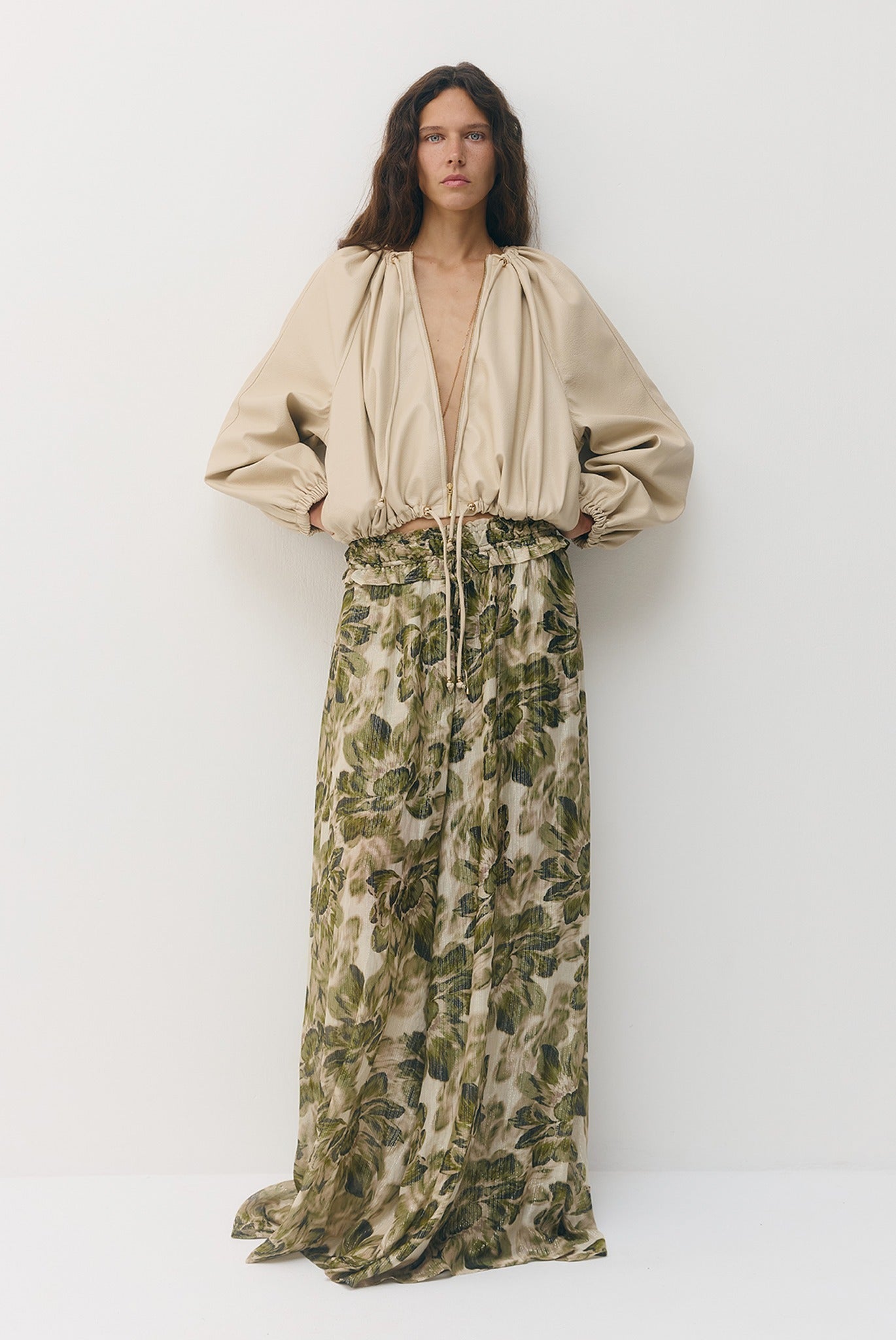 SABINA MUSAYEV - silk_blend_printed_chiffon_golden_olive_fw_26_27