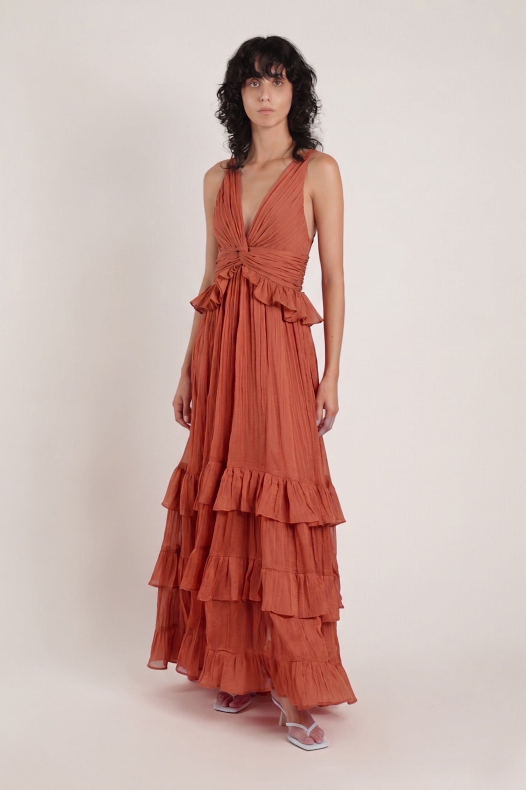 SABINA MUSAYEV - pleated_chiffon_w_emb_paprika_summer_24